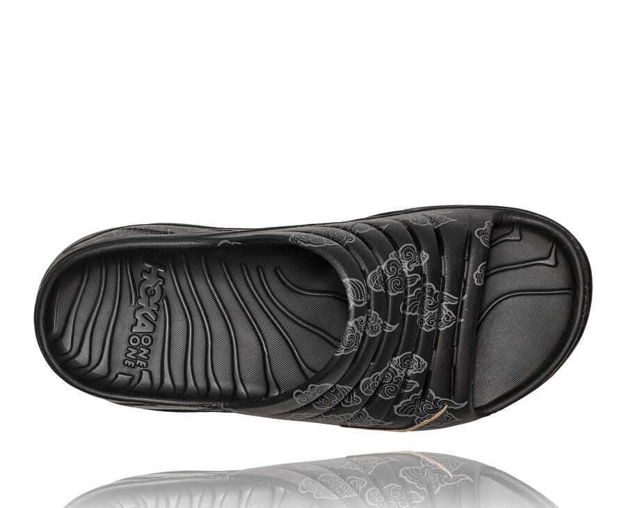 Hoka One One Mens Slide - Ora Recovery CNY - Black/Gold - KXUP86274
